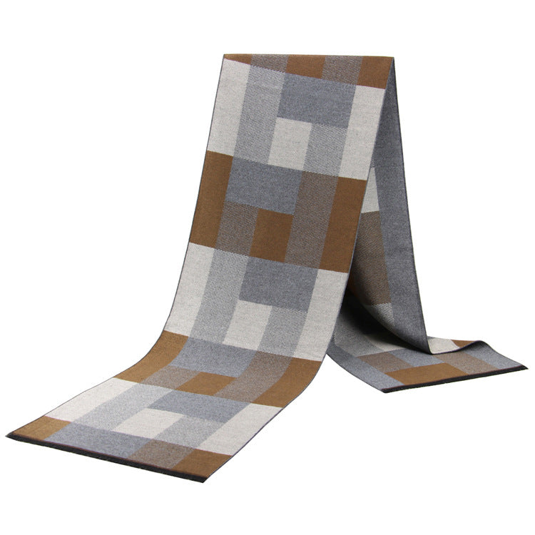 Elevate Your Winter Style with our Men's Wool-like Scarf in Korean-style Plaid