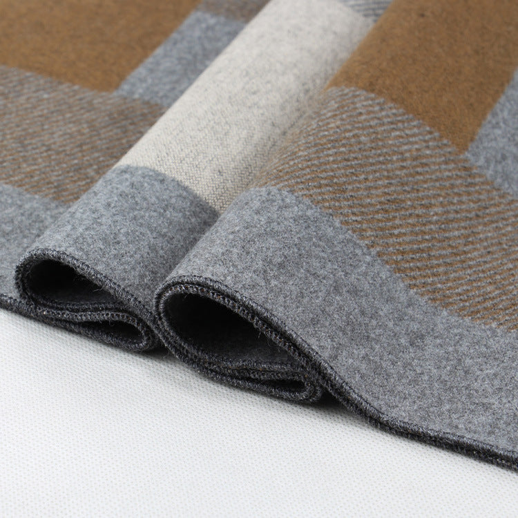 Elevate Your Winter Style with our Men's Wool-like Scarf in Korean-style Plaid