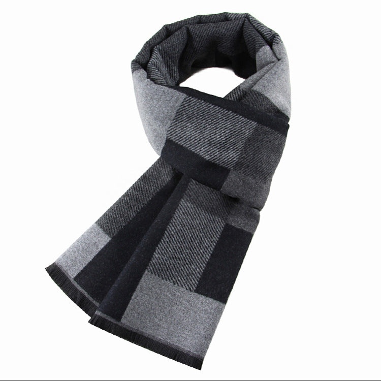 Elevate Your Winter Style with our Men's Wool-like Scarf in Korean-style Plaid