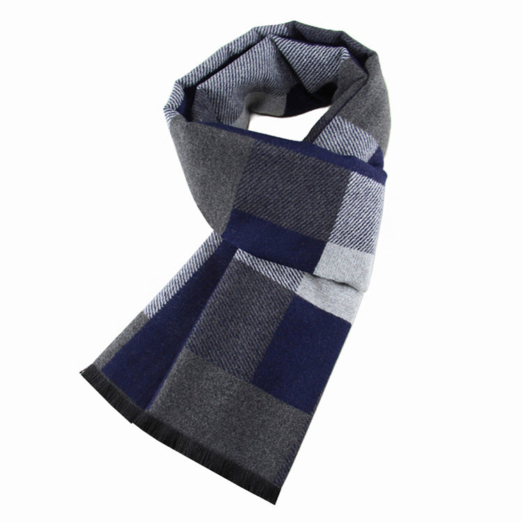 Elevate Your Winter Style with our Men's Wool-like Scarf in Korean-style Plaid