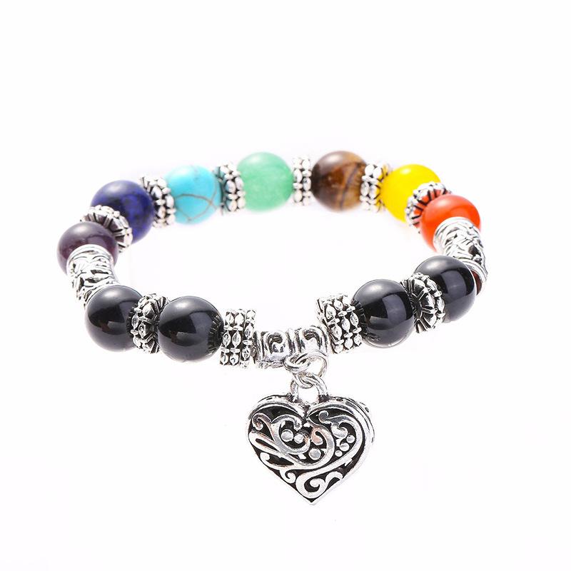 Women's Filigree Heart Rainbow Chakra Bracelet