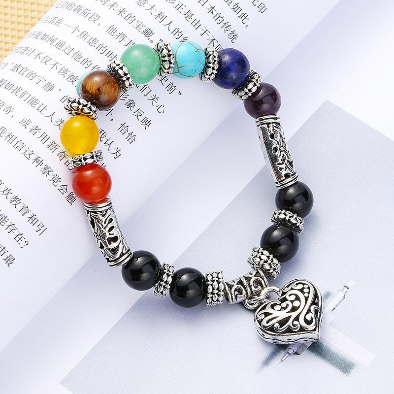 Women's Filigree Heart Rainbow Chakra Bracelet