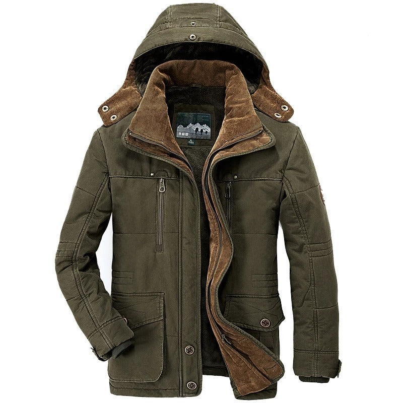 Embrace Winter with Comfort and Style in our Mens Hooded Winter Parka Coat with Inner Fleece