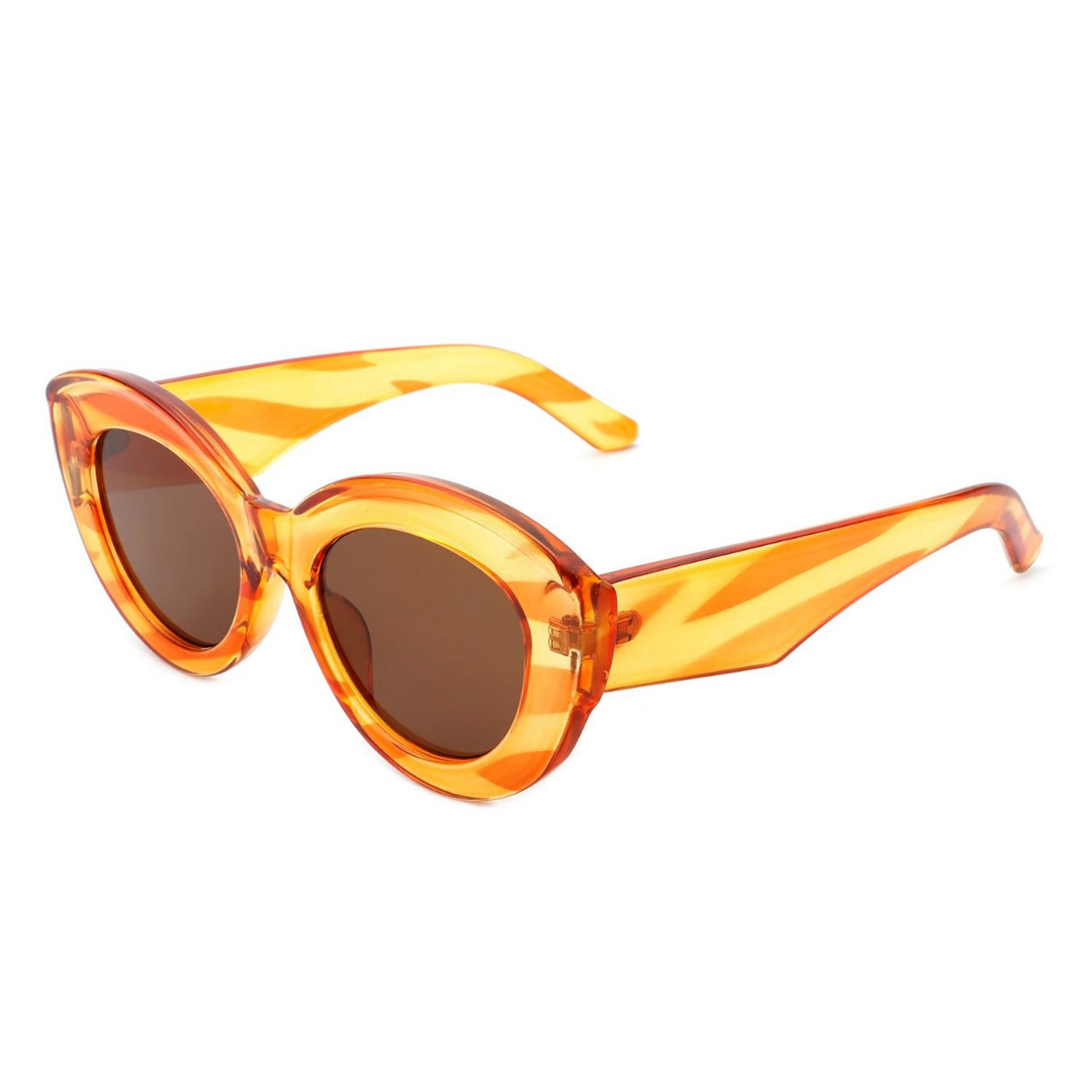 Retro Bulky Cat Eye Sunglasses With Leather