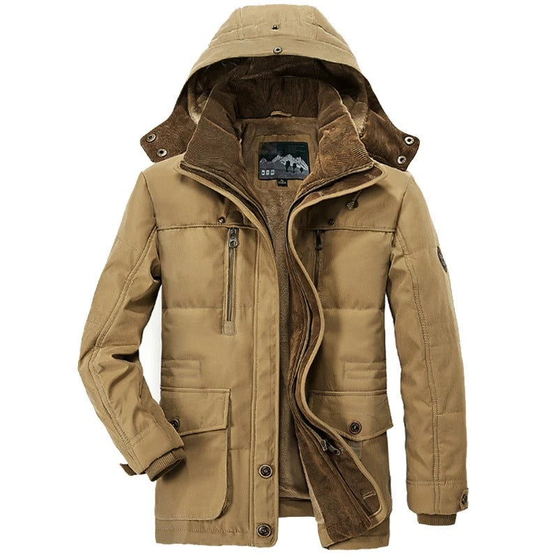 Embrace Winter with Comfort and Style in our Mens Hooded Winter Parka Coat with Inner Fleece