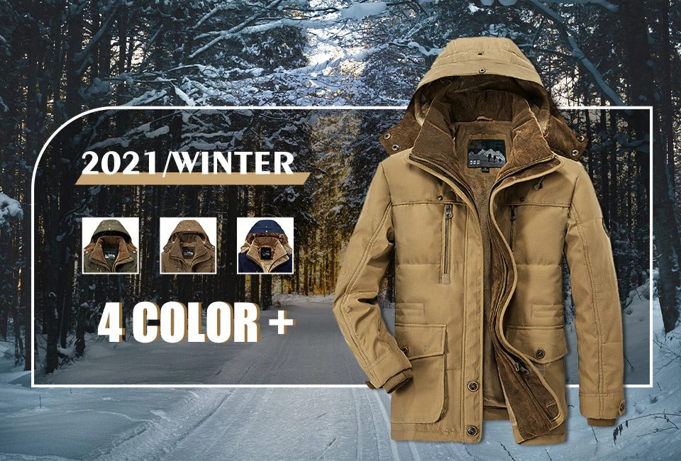 Embrace Winter with Comfort and Style in our Mens Hooded Winter Parka Coat with Inner Fleece