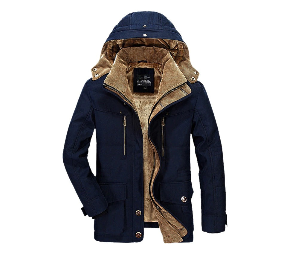 Embrace Winter with Comfort and Style in our Mens Hooded Winter Parka Coat with Inner Fleece