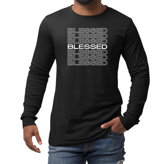 Stacked "Blessed",Graphic Long Sleeve T-shirt Men/women.