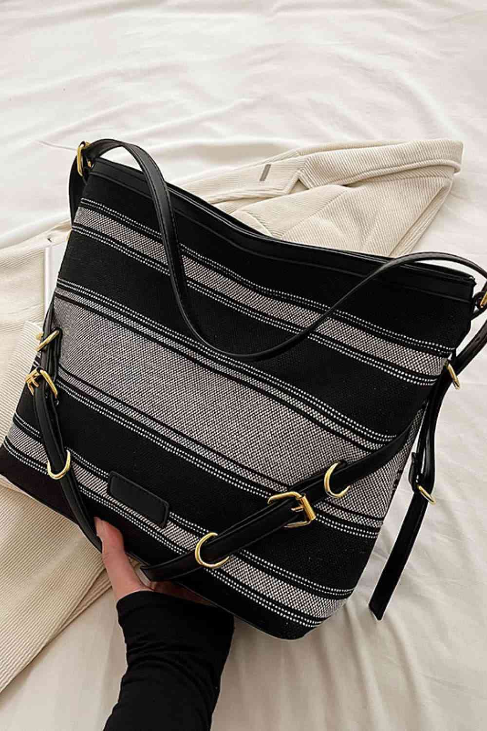 Make a Fashion Statement with our Striped Large Canvas Bag