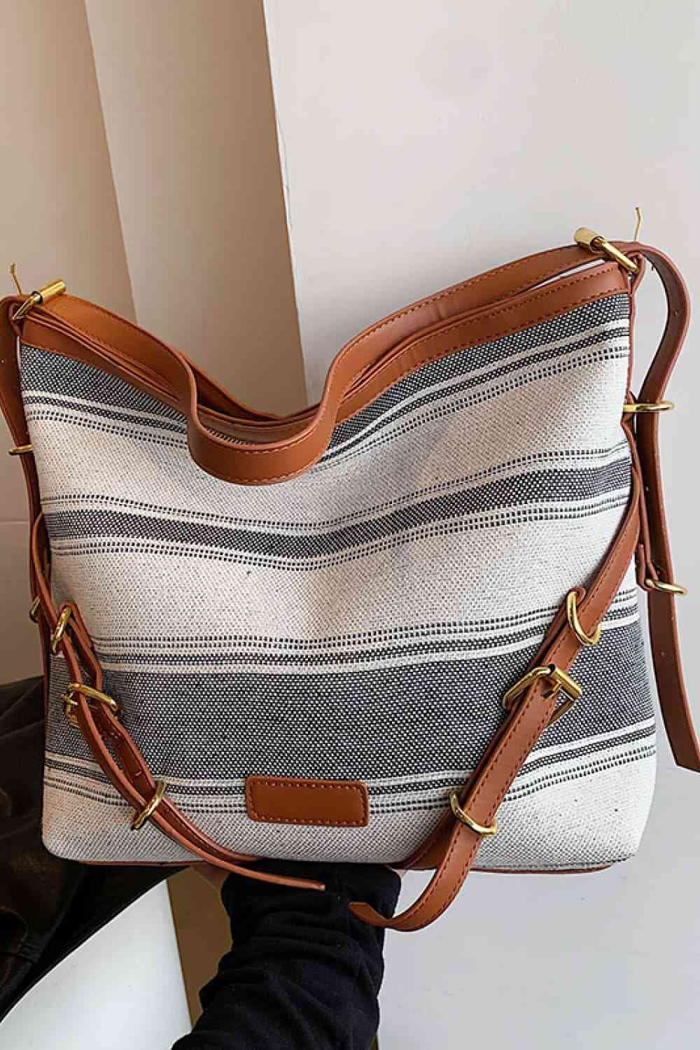 Make a Fashion Statement with our Striped Large Canvas Bag